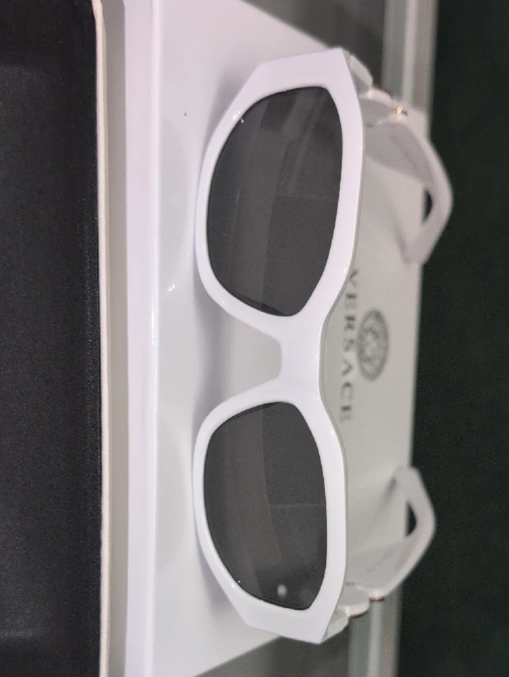 Authentic Brand New Versace White Cat-Eye Sunglasses with Gold Medusa Detail